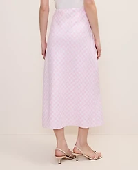 Ann Taylor Petite Gingham Linen Blend Midi Slip Skirt Vibrant Pink Women's