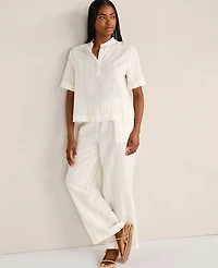 Ann Taylor Haven Well Within Silky Linen Blend Top Ivory Women's