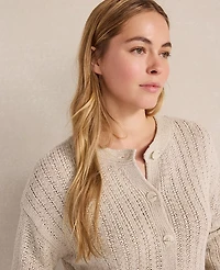 Ann Taylor Haven Well Within Linen Tape Yarn Cardigan Cotton White Women's