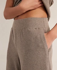 Ann Taylor Haven Well Within Organic Cotton Rib Knit Wide Leg Pants Brown Women's
