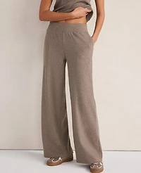 Ann Taylor Haven Well Within Organic Cotton Rib Knit Wide Leg Pants Brown Women's