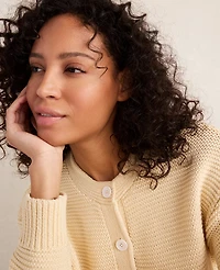 Ann Taylor Haven Well Within Cotton Link Stitch Cardigan Soft Beige Women's