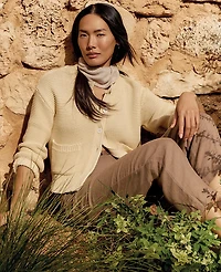 Ann Taylor Haven Well Within Cotton Link Stitch Cardigan Soft Beige Women's