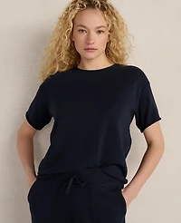 Ann Taylor Haven Well Within Cotton Knit Short Sleeve T-Shirt Indigo Women's