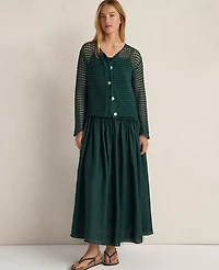 Ann Taylor Haven Well Within Organic Cotton Pointelle Cardigan Deep Turquoise Women's