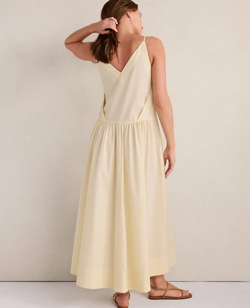 Ann Taylor Haven Well Within Organic Cotton Poplin Strappy Maxi Dress Straw Women's
