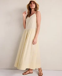 Ann Taylor Haven Well Within Organic Cotton Poplin Strappy Maxi Dress Straw Women's