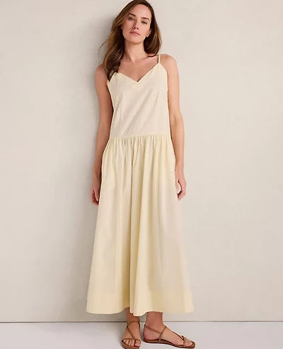 Ann Taylor Haven Well Within Organic Cotton Poplin Strappy Maxi Dress Straw Women's
