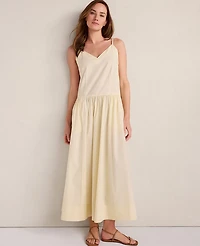 Ann Taylor Haven Well Within Organic Cotton Poplin Strappy Maxi Dress Straw Women's
