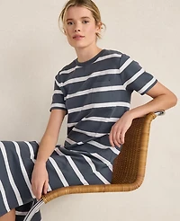 Ann Taylor Haven Well Within Organic Cotton Interlock Striped Short Sleeve Dress Women's