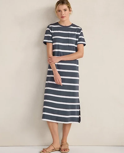 Ann Taylor Haven Well Within Organic Cotton Interlock Striped Short Sleeve Dress Women's