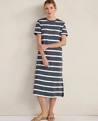 Ann Taylor Haven Well Within Organic Cotton Interlock Striped Short Sleeve Dress Women's