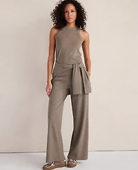 Ann Taylor Haven Well Within Organic Cotton Rib Knit High Neck Tank Top Brown Women's