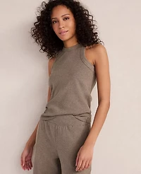 Ann Taylor Haven Well Within Organic Cotton Rib Knit High Neck Tank Top Brown Women's