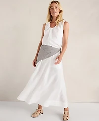 Ann Taylor Haven Well Within Linen Drawstring Midi Skirt White Women's