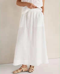 Ann Taylor Haven Well Within Linen Drawstring Midi Skirt White Women's