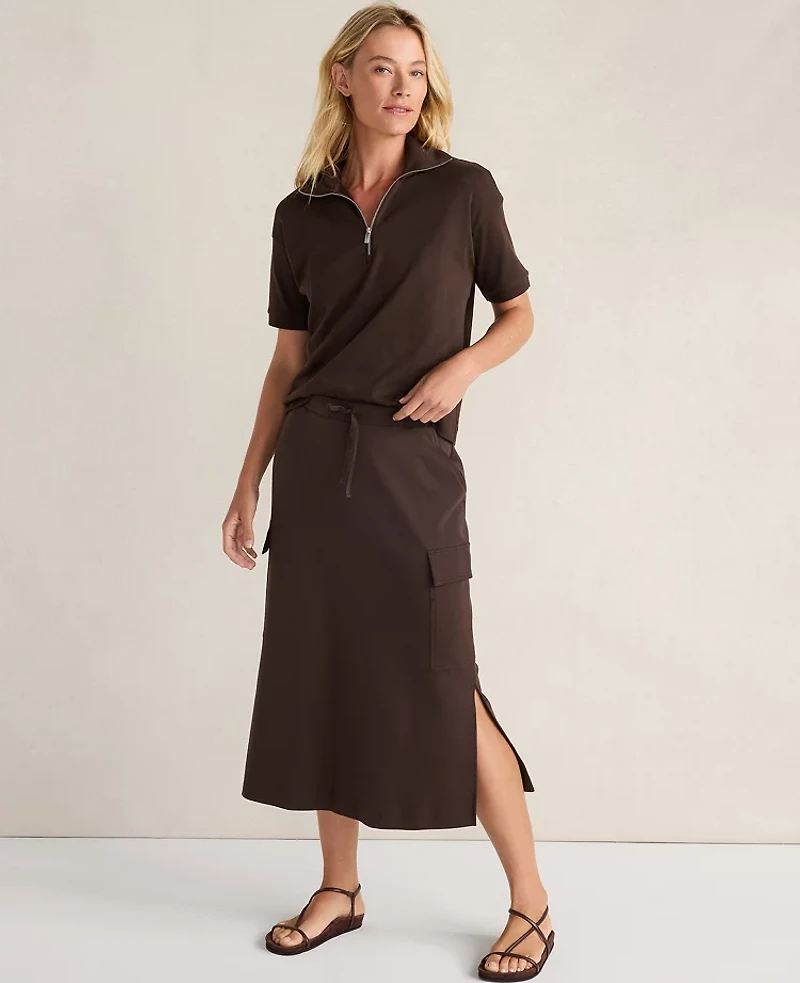 Ann Taylor Haven Well Within Organic Cotton Interlock Cargo Skirt Coffee Bean Women's