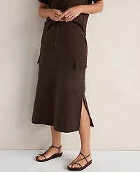 Ann Taylor Haven Well Within Organic Cotton Interlock Cargo Skirt Coffee Bean Women's