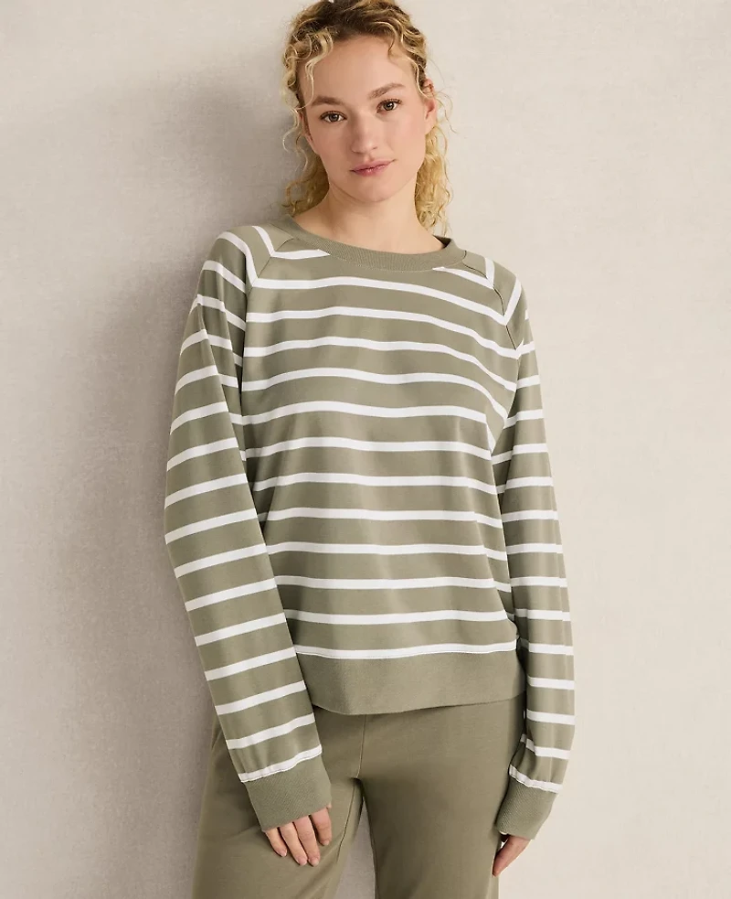 Ann Taylor Haven Well Within Organic Cotton Interlock Everyday Sweatshirt Vetiver Women's