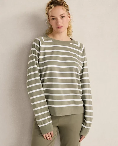 Ann Taylor Haven Well Within Organic Cotton Interlock Everyday Sweatshirt Vetiver Women's