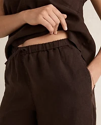 Ann Taylor Haven Well Within Linen Wide Leg Drawstring Pants Coffee Bean Women's