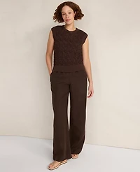 Ann Taylor Haven Well Within Organic Cotton Chain Pointelle Sweater Vest Coffee Bean Women's