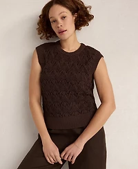 Ann Taylor Haven Well Within Organic Cotton Chain Pointelle Sweater Vest Coffee Bean Women's