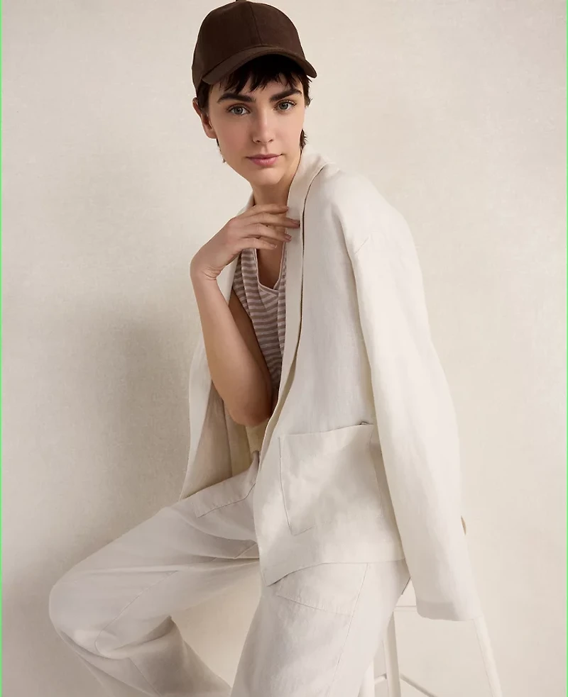Ann Taylor Haven Well Within Heavyweight Linen Blazer Ivory Women's