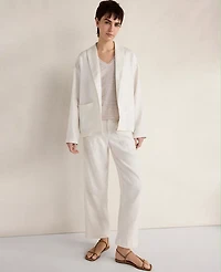 Ann Taylor Haven Well Within Heavyweight Linen Blazer Ivory Women's