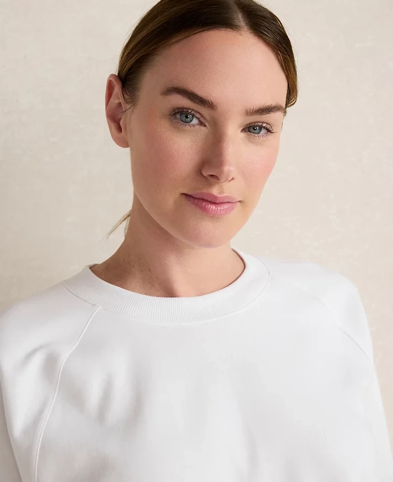 Ann Taylor Haven Well Within Organic Cotton Interlock Everyday Sweatshirt White Women's