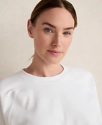 Ann Taylor Haven Well Within Organic Cotton Interlock Everyday Sweatshirt White Women's