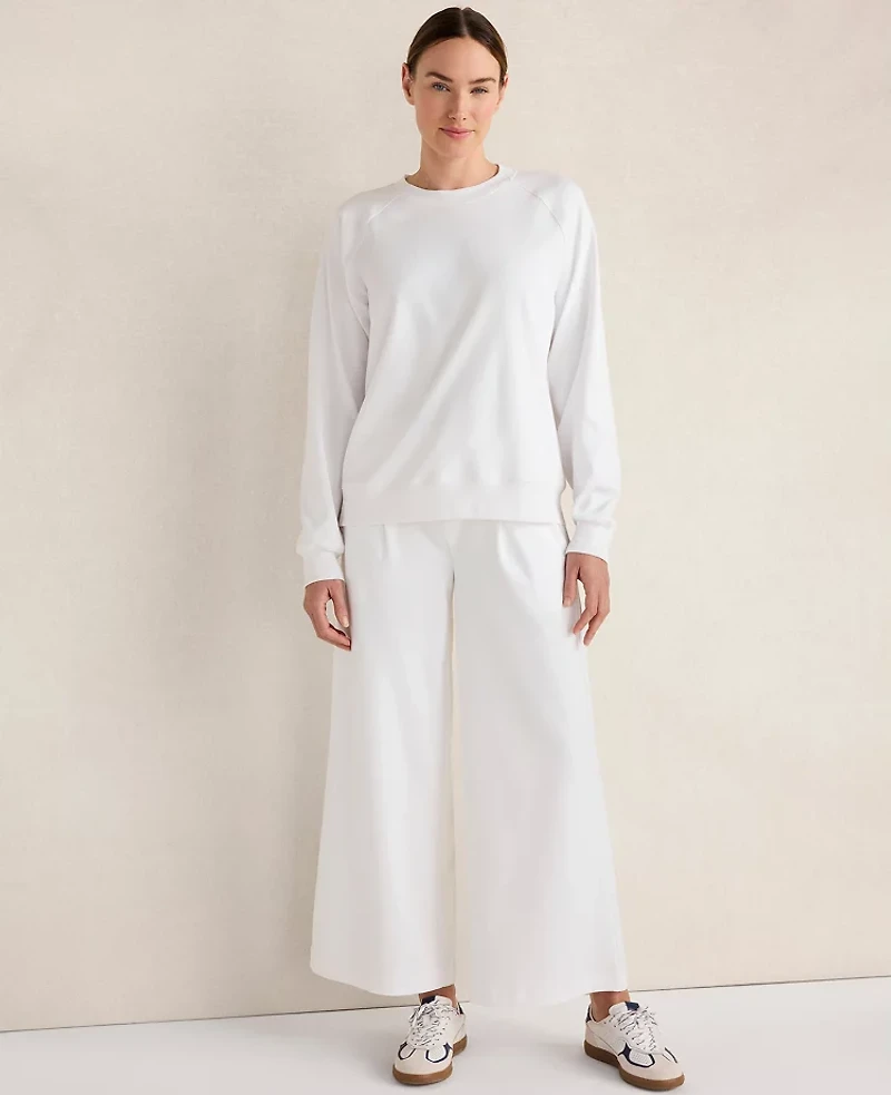 Ann Taylor Haven Well Within Organic Cotton Interlock Everyday Sweatshirt White Women's