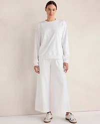 Ann Taylor Haven Well Within Organic Cotton Interlock Everyday Sweatshirt White Women's