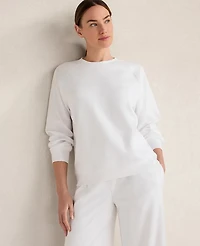 Ann Taylor Haven Well Within Organic Cotton Interlock Everyday Sweatshirt White Women's