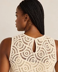 Ann Taylor Haven Well Within Cotton Crochet Scalloped Midi Dress Natural Women's