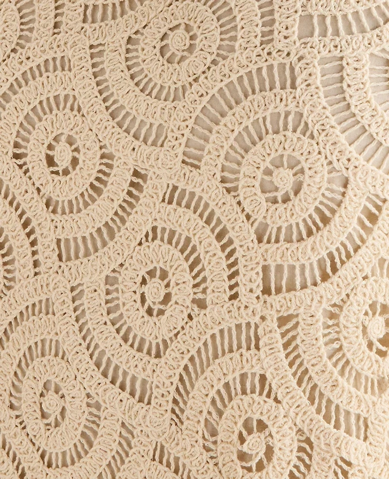 Ann Taylor Haven Well Within Cotton Crochet Scalloped Midi Dress Natural Women's