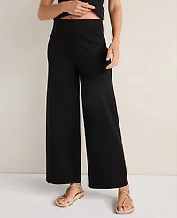 Ann Taylor Haven Well Within Organic Cotton Modal Foldover Wide Leg Pants Black Women's