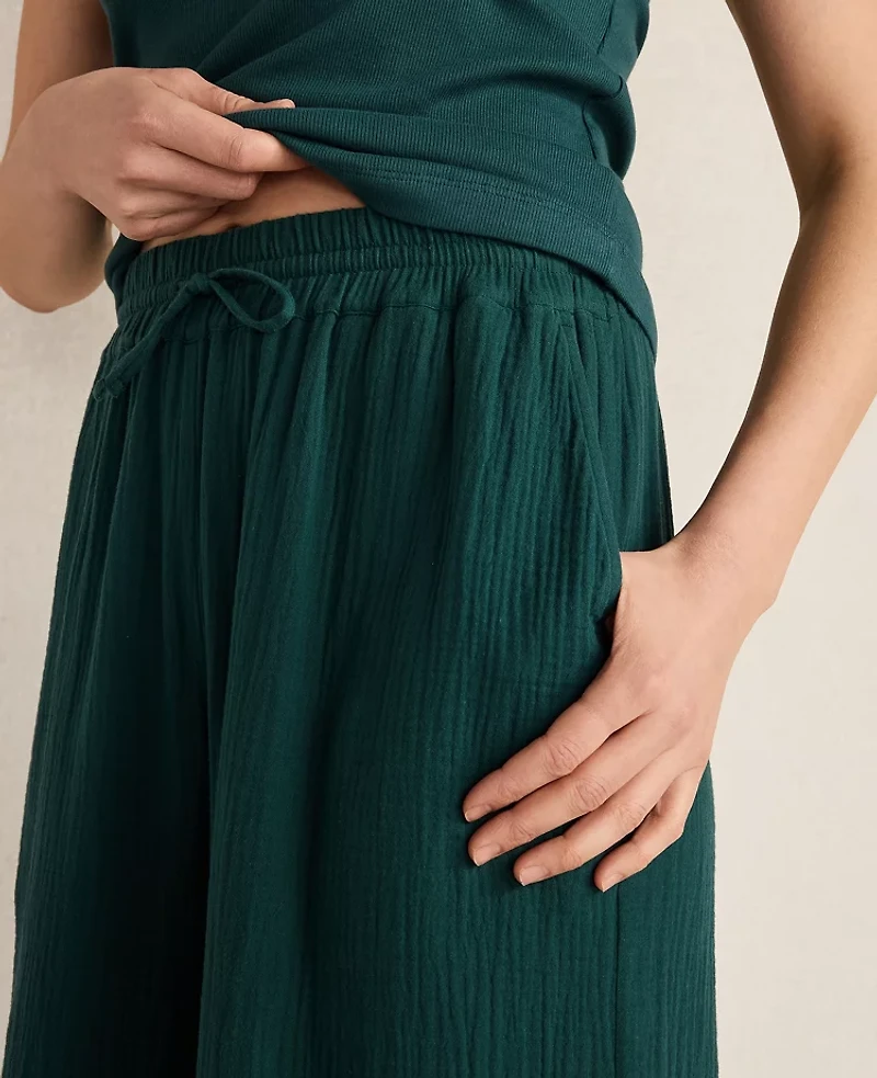 Ann Taylor Haven Well Within Organic Cotton Gauze Drawstring Pants Deep Turquoise Women's