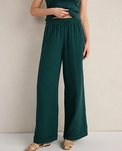 Ann Taylor Haven Well Within Organic Cotton Gauze Drawstring Pants Deep Turquoise Women's