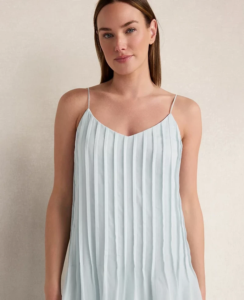 Ann Taylor Haven Well Within Ramie Blend Pintuck Maxi Dress Ice Blue Women's