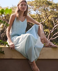Ann Taylor Haven Well Within Ramie Blend Pintuck Maxi Dress Ice Blue Women's