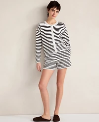 Ann Taylor Haven Well Within Cotton Stripe Cardigan White Women's