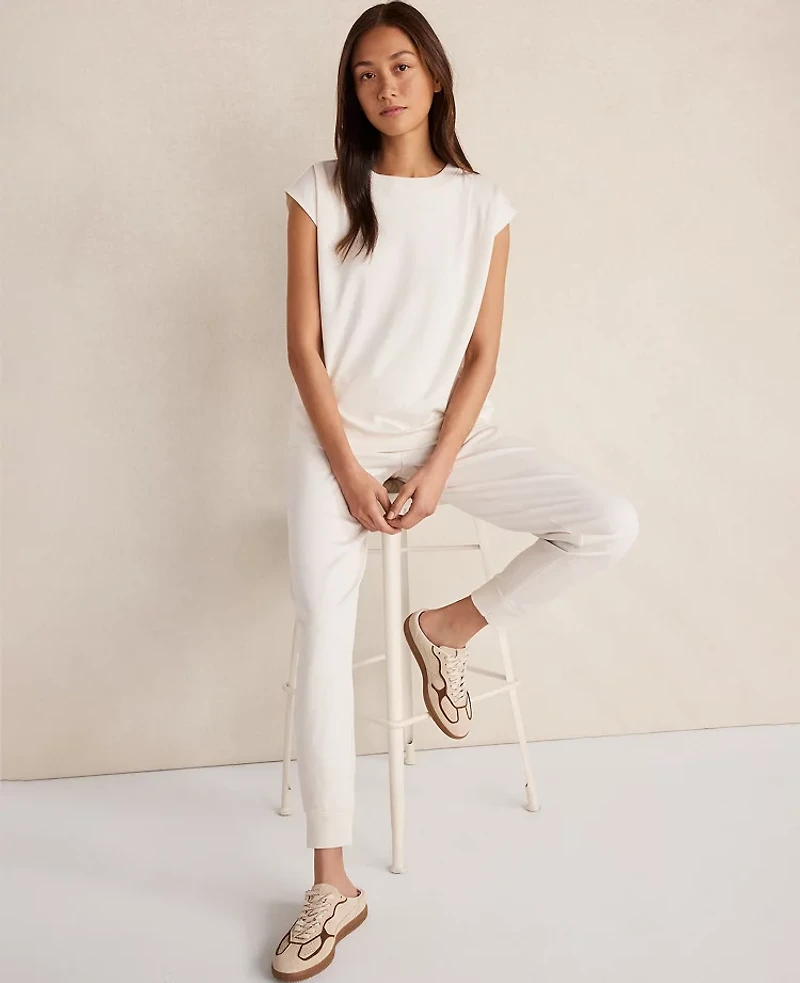 Ann Taylor Haven Well Within Organic Cotton Interlock Joggers White Women's