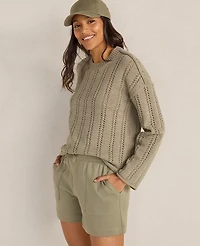 Ann Taylor Haven Well Within Cotton Tape Yarn Vertical Stitch Sweater Vetiver Women's