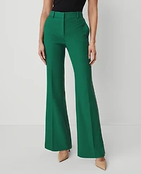Ann Taylor The Petite Flare Trouser Pant Textured Drape Fresh Evergreen Women's