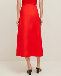 Ann Taylor Linen Blend Button Front Skirt Size 2 Fiery Red Women's