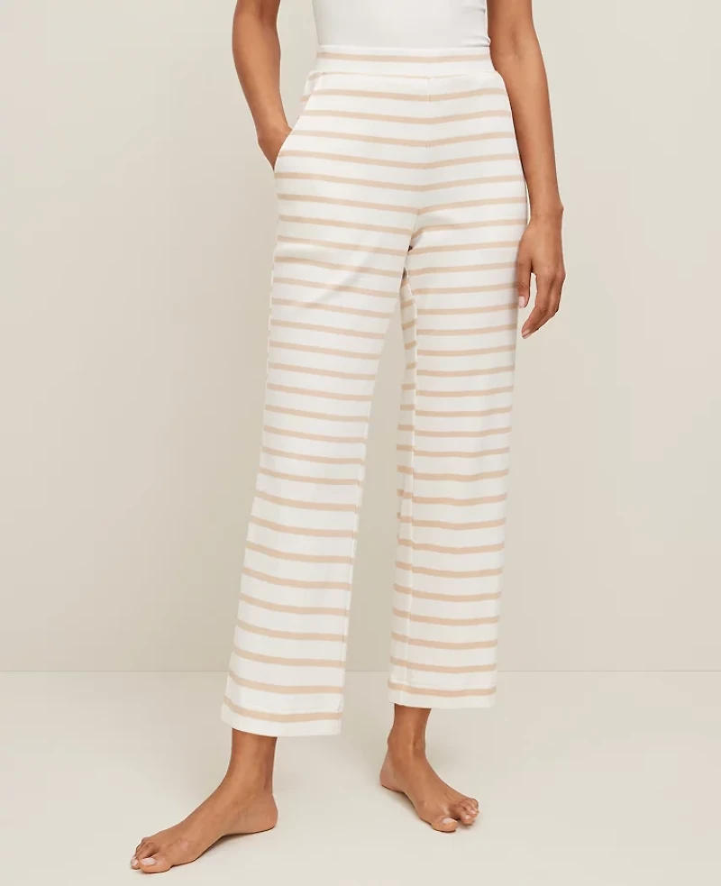 Ann Taylor Ribbed Wide-Leg Lounge Pants Sands Edge Women's