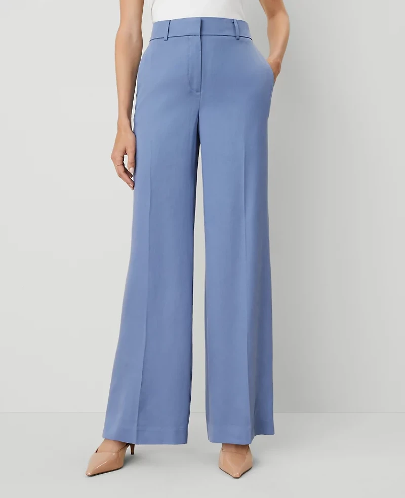 Ann Taylor The Petite Perfect Wide-Leg Pant — Curvy Fit Size 6 Colony Blue Women's