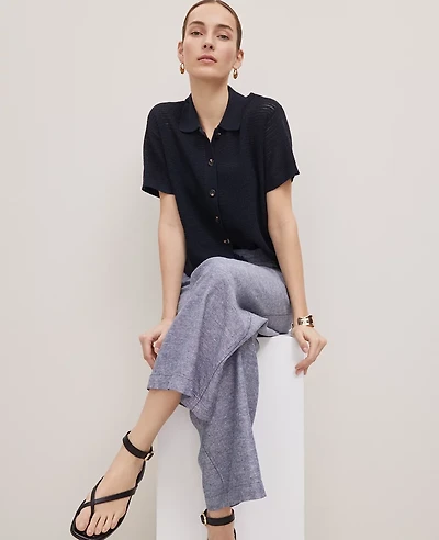 Ann Taylor Weekend Collection Mesh Collared Cardigan Women's