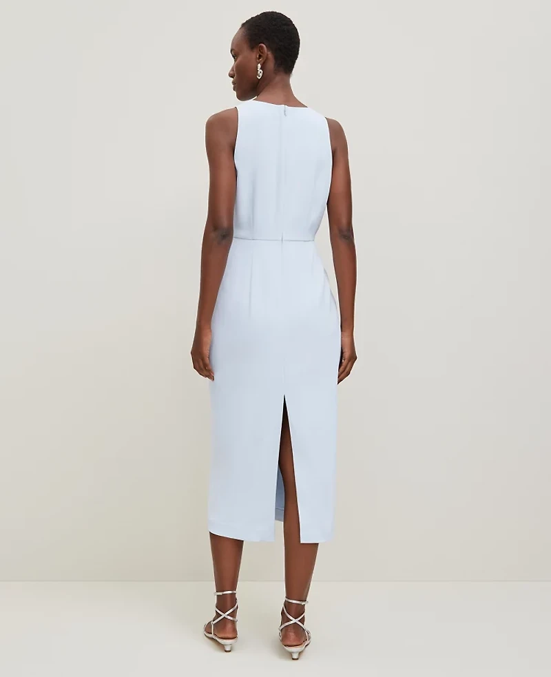 Ann Taylor Crepe Twist Sheath Dress Zephyr Blue Women's